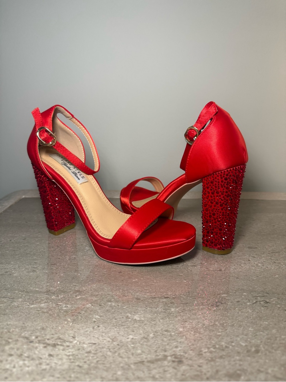 Red Rhinestone Heels
